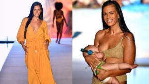Read more about the article Modelis Mara Martin ant podiumo su maudymosi kostiumėliu ir keistu „aksesuaru“